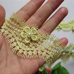 Çiçek İnci Dantel Trim Kurdele Kirpik Kenar 1-1/2" Geniş Vintage Renkli Kenar Süslemeler Kumaş İşlemeli Aplike Dikiş El İşi Düğün Gelin Elbisesi Kendin Yap Giysileri 1 Metre (Sarı)