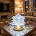 Çiçek Model Kristal Led Masa Lambası – Dokunmatik, 3 Renk Işık Modlu, Şarjlı Mini Dekoratif Gece Lambası (5224)