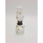 Çiçek Motifli Antika Opal Cam Gaz Lambası 012