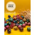 Çiçek Puantiye Desenli Ahşap Boncuk Renkli Tahta Makrome Takı Saç - 18 mm - Karışık Renk