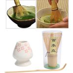 Çiçek Stili Geleneksel Matcha Çay Çırpma Seti Seramik Çırpma Tutucu Bambu Çay Kaşığı Hepsi Bir Arada Matcha Çay Çırpma Seti (Yurt Dışından) - Renkli - çay seti