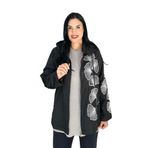 Çiçek Tasarımlı Büyük Beden Mont - Siyah - GKS-00200 46