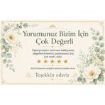 Çiçek Tasarımlı Yorum Kartı 100 Adet | Paket Içi Teşekkür Kartı | 8x5 cm - Açık Yeşil