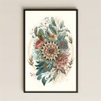 Çiçek Temalı Modern Mandala Dekoratif Duvar Tablosu