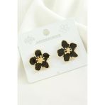 Çiçek Trend Mineli Metal Küpe