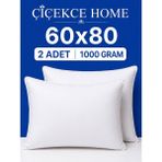 ÇİÇEKCE HOME Çiçekce Home Yastık Boncuk Silikon Elyaf Dolgulu 60X80 1000 Gram 2 Adet 1.kalite - 60 x 80 cm - Beyaz