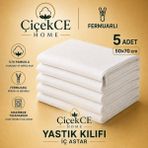 ÇİÇEKCE HOME Yastık Kılıfı Iç Astar -Yastık Şiltesi Fermuarlı Pamuklu Kumaş 50X70 cm 5 Adet - Beyaz - 50 x 70