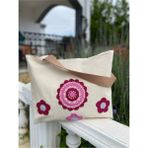 Çiçekler Ve Mandala (PEMBE/FUŞYA) Örgülü Bez Omuz Çantası