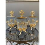Çiçekli 3 Lü Kare Kavanoz Set - Gold - 999 ml - 1
