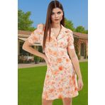 Çiçekli A Kesim Mini Elbise Polyester Karışımlı Yazlık Zarifane Tasarım Rahat Kullanım Özel Tasarım