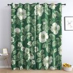 Çiçekli Adaçayı Yeşili Karartma Perdeleri 90x90 Yatak Odası ve Oturma Odası için Termal Kuşgözü Perdeler 2 Panel Set Dekoratif Pencere Uygulamaları Zarif Çiçek Tasarımı