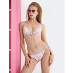 Çiçekli Bikini Altı Yandan Bağlama Detaylı Normal Bel