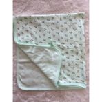 Çiçekli Jakarlı Tek Kat Battaniye 80*75 cm - Yeşil - 80 x 75 cm