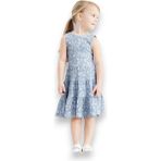 Çiçekli Kız Çocuk Elbise, MAVİ, 4 YAŞ