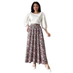 Çiçekli Kloş Poplin Etek (Siyah-Mor, S-M)