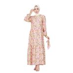 Çiçekli Kumsal Elbise-Pembe