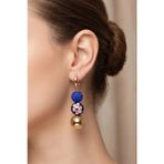 Çiçekli Murano Taşli Top Sallantili Küpe 6 Cm.