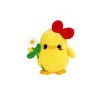 Çiçekli Sarı Civciv Amigurumi Organik Oyuncak