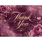 Çiçekli Thank You Kartı 100 Adet | Premium Paket Içi Teşekkür Kartı | 8x5 cm - Koyu Pembe