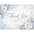 Çiçekli Thank You Kartı 100 Adet | Premium Paket Içi Teşekkür Kartı | 8x5 cm - Mavi