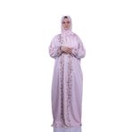 Çiçekli Tulteks Namaz Elbisesi, Uzun Boy, Viskon Polyester Karışım, Pembe Çiçek Nakışlı (Pembe, 1)