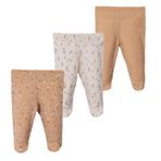 ÇİÇEKLİ ÜÇLÜ PATİKLİ PANTOLON SET Bej