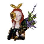 ÇİÇEKLİ VAZOLU KIZ, 36 cm, El Boyaması Biblo, Dekoratif El Sanatları, ev ofis bahçe dekoru, hediye