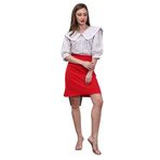 Çiçekli Vintage Yakalı Dantelli Bluz (Gri-Kırmızı, S)