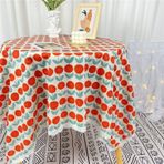 Çiçekli Yuvarlak Masa Örtüsü, Püsküllü Pamuk, Yemek için Dekoratif Kılıf, 60x150 cm, Doğadan İlham Almış, Ev, Mutfak, Parti ve Etkinlikler için İdeal (Renk: E)