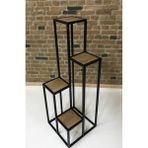 Çiçeklik Zlf 13547 Dekoratif Kule Model Metal Çelik Siyah Statik Boya Ahşap tabla