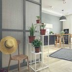 Çiçeklik Zlf 14194 Dekoratif Kule Model Metal Çelik Beyaz Statik Boya El Yapım