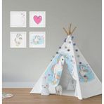 Cici Odam Çocuk Bebek Odası Oyun Çadırı Renkli Unicorn ve Kalpler
