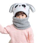 Cicilin Bebek Kız Erkek Çocuk Kışlık Şapka Eşarp Seti En Sevimli Kulaklıklı Kapüşon Sıcak Peluş Şapka Kulaklı Eşarplar Kar Boyun Isıtıcı Kafatası Şapka Çocuklar için, Gri Tavşan, S