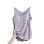 Cicilin Cami Top Tank Mor Gri Yastıklı Kombinezonlar Kolsuz Kadın Üst
