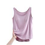 Cicilin Cami Top Tank Mor Yastıklı Kombinezonlar Kolsuz Kadın Üst