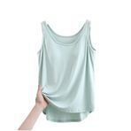 Cicilin Cami Top Tank Yeşil Light Green Yastıklı Kombinezonlar Kolsuz Kadın Üst