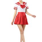 Cicilin-Cicilin Kadın Kız Denizci Takım Elbise Japon Anime Cosplay Kostümü Sevimli Öğrenci Üniforma Seti Performans Kıyafetleri Kırmızı Göğüs 33-34 “(Asya L)