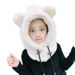 Cicilin-Cicilin Kız Çocuk Kışlık Şapka Eşarp Seti Şirin Earflap Hood Sıcak Peluş Şapka Eşarplar Kulaklı Kar Boyun Isıtıcı Kafatası Şapkası Yetişkinler için (Beyaz)