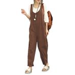 Cicilin Dungarees Kahverengi Bol Kolsuz Kadın Günlük Tulum