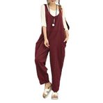 Cicilin Dungarees Koyu Kırmızı Bol Kolsuz Kadın Günlük Tulum