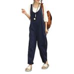 Cicilin Dungarees Lacivert Mavi Bol Kolsuz Kadın Günlük Tulum
