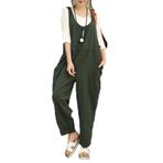Cicilin Dungarees Yeşil Bol Kolsuz Kadın Günlük Tulum