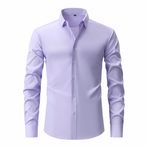 Cicilin Erkek Elbise Gömlek Kırışıklık Ücretsiz Düzenli Fit Düğme Aşağı Gömlek Günlük İş Resmi Streç Gömlek, mor (Light Purple), XS