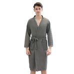 Cicilin Kadın Erkek Bornoz Sabahlık Kimono Bornoz Uzun Kollu Gecelik Şal Havlu Banyo Sarma Havlu Spor Salonu Duş Otel Bornoz, Greya-erkek, Asian XL(170-180cm）
