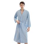 Cicilin Kadın Erkek Bornoz Sabahlık Kimono Bornoz Uzun Kollu Gecelik Şal Havlu Banyo Sarma Havlu Spor Salonu Duş Otel Bornoz, Mavi erkek, Asian XL(170-180cm）