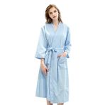Cicilin Kadın Erkek Bornoz Sabahlık Kimono Bornoz Uzun Kollu Gecelik Şal Havlu Banyo Sarma Havlu Spor Salonu Duş Otel Bornoz, Mavi kadın, Asian M(150-160cm）