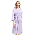 Cicilin Kadın Erkek Bornoz Sabahlık Kimono Bornoz Uzun Kollu Gecelik Şal Havlu Banyo Sarma Havlu Spor Salonu Duş Otel Bornoz, mor, Asian M(150-160cm）
