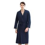 Cicilin Kadın Erkek Bornoz Sabahlık Kimono Bornoz Uzun Kollu Gecelik Şal Havlu Banyo Sarma Havlu Spor Salonu Duş Otel Bornoz, Navya-erkek, Asian M(150-160cm）