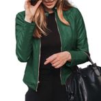Cicilin Kadın Suni Deri Shacket Moto Biker Fit Blazer Rahat Ceket Motosiklet Ceket Biker Moda Ceket Kaban, yeşil, XXL