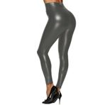 Cicilin Kadın Suni Deri Tayt Parlak Yüksek Belli Esnek Pantolon Seksi Tam Boy Görünüm Dans Disko Pantolon, Mat Siyah (Kadifesiz), S